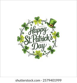 Happy St. Patrick's Day Wreath with Shamrocks  Leprechaun Hat
Festive St. Patrick’s Day Calligraphy in Irish Flag Colors
Classy St. Patrick’s Day Typography Logo with Decorative Clovers
