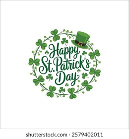 Happy St. Patrick's Day Wreath with Shamrocks  Leprechaun Hat
Festive St. Patrick’s Day Calligraphy in Irish Flag Colors
Classy St. Patrick’s Day Typography Logo with Decorative Clovers
