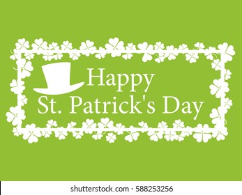 Happy St. Patrick's. Frame with clover and text. Vector illustration