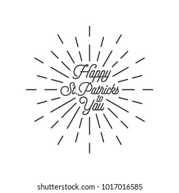 Happy St patricks typography with burst element design icon