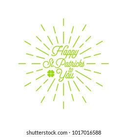 Happy St patricks typography with burst element design icon