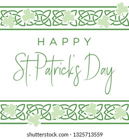 Happy St. Patric's Day, greeting with clovers illustration