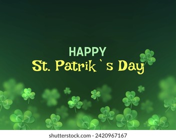 Happy St Patriks day banner element with shamrock leafs.