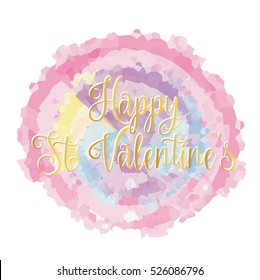Happy St Valentines Day Card, Colorful and Gold 