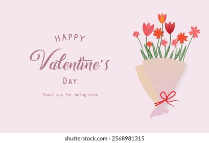 Happy St. Valentines Day vector illustration background with a Flower bouquet. Suitable for fathers and mothers day celebration.