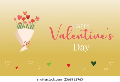 Happy St. Valentines Day vector illustration background with a Flower bouquet. Suitable for fathers and mothers day celebration.