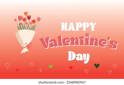 Happy St. Valentines Day vector illustration background with a Flower bouquet. Suitable for fathers and mothers day celebration.