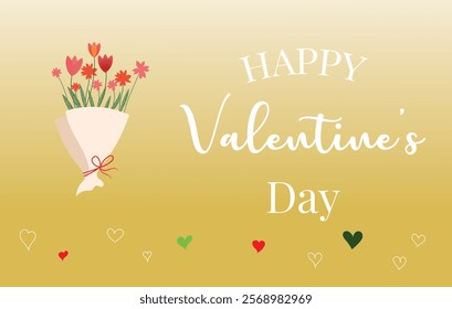 Happy St. Valentines Day vector illustration background with a Flower bouquet. Suitable for fathers and mothers day celebration.