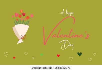 Happy St. Valentines Day vector illustration background with a Flower bouquet. Suitable for fathers and mothers day celebration.