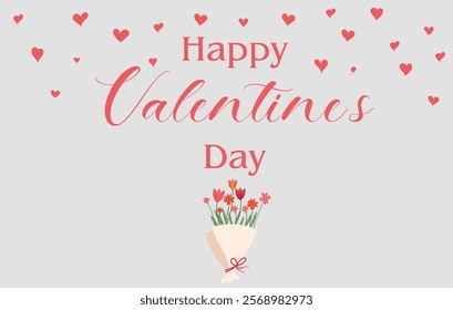 Happy St. Valentines Day vector illustration background with a Flower bouquet. Suitable for fathers and mothers day celebration.