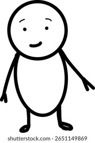 Happy Standing Stickman Vector Outline