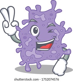 Happy staphylococcus aureus cartoon design concept with two fingers