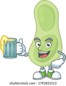 Happy staphylococcus pneumoniae mascot style toast with a glass of beer. Vector illustration