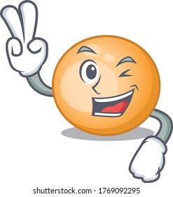 Happy staphylocuccus aureus cartoon design concept with two fingers