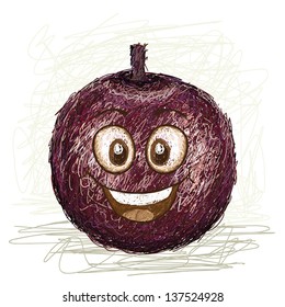 happy star apple fruit cartoon character smiling. 