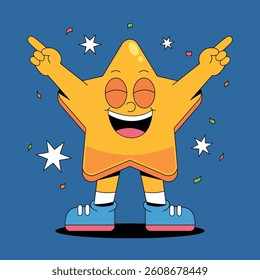 Happy star cartoon mascot illustration