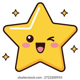 Ícone de estrela feliz Sorrindo e piscando com faíscas