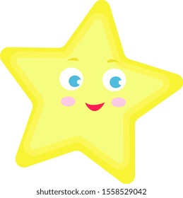 Happy star, illustration, vector on white background.