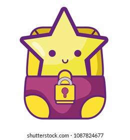 happy star inside graphic chest and padlock