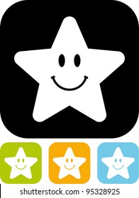 Happy star - Simple vector icon isolated on white
