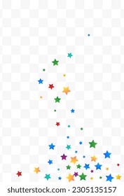 Happy Starfall Celebration Vector Transparent Background. Fun Rain Design. Carnaval Constellation Backdrop. Color Stars Effect Invitation.