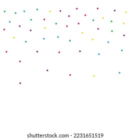 Happy Starfall Christmas Vector White Background. Abstract Splash Backdrop. Independence Dust Wallpaper. Rainbow Rain Celebration Invitation.