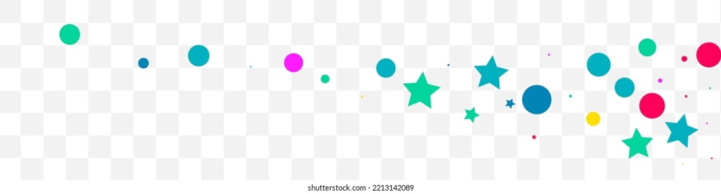 Happy Starfall Fun Vector Transparent Panoramic Background. Celebration Round Invitation. Effect Shine Postcard. Rainbow Constellation Celebrate Pattern.