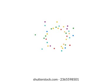 Happy Starfall Invitation Vector White Background. Festive Polka Banner. Carnaval Rain Invitation. Rainbow Dust Independence Texture.