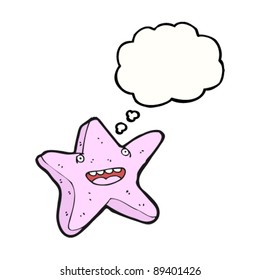 happy starfish cartoon with thought bubble