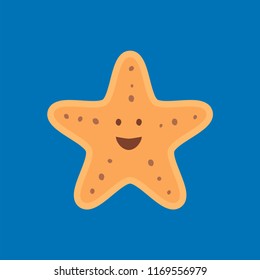 Happy starfish in flat style