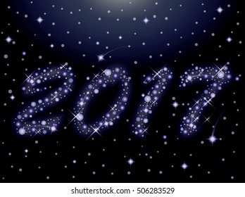 Happy starry new 2017 year card, vector illustration
