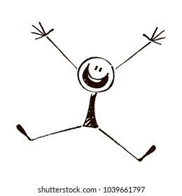 Happy stick figure 3.Vector illustration