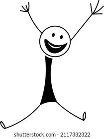 Happy Stick Figure vector illustration. Cartoon icon.