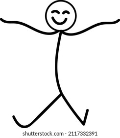 Happy Stick Figure vector illustration. Cartoon icon.