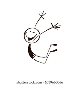 Happy Stick Figure.Vector Illustration