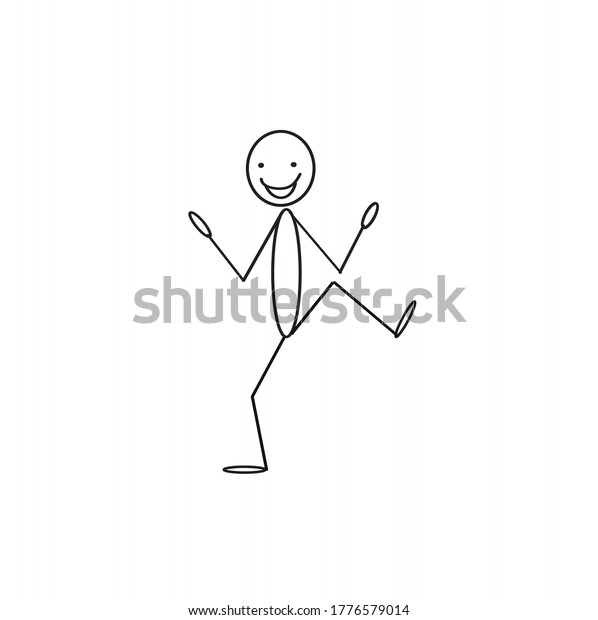 Happy Stick Man Dancing Isolated On Stock Vector (Royalty Free ...