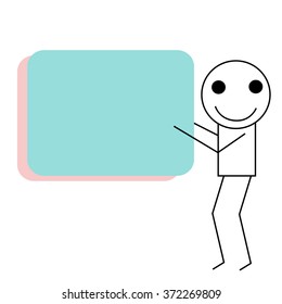 happy stick man with speech bubble 