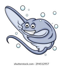 Happy Stingray Fish Character