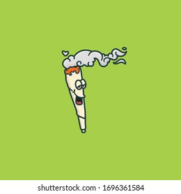 Happy Stoned Burning Joint Cartoon Character Vector Illustration For Weed Day Or 420 Day On April 20th. Recreational Drug Symbol.