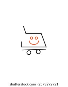 Happy store icon smile, Online shop logo design idea, shop smile logo