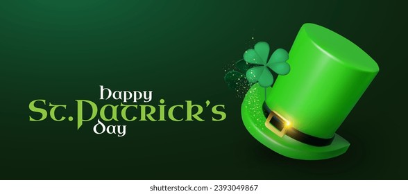 Happy St.Patrick s Day background with shamrock clover leaf and leprechaun hat. Luck and success