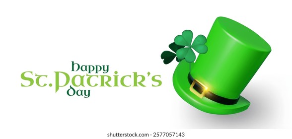 Happy St.Patrick s Day background with shamrock clover leaf and leprechaun hat. Luck and success