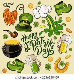 Happy St.Patrick 's Day. vector set. letter.