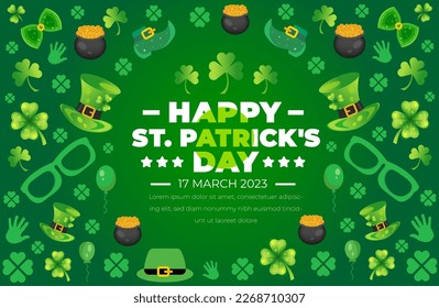 Happy St.Patrick's Day background with shamrock clover leaf. saint patrick's day festival background. Clover shamrock leaf seamless border vector template for Saint Patrick's Day event celebration