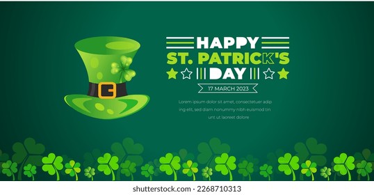 Happy St.Patrick's Day background with shamrock clover leaf. saint patrick's day festival background. Clover shamrock leaf seamless border vector template for Saint Patrick's Day event celebration