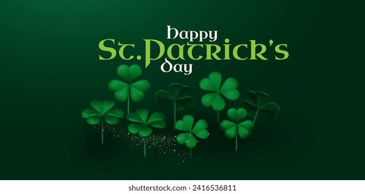 Happy St.Patrick's Day background with shamrock clover leaf. Luck and success