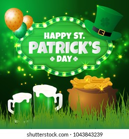 Happy St.Patrick's Day Greeting Card. Vector illustration