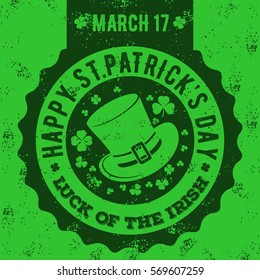 Happy St.Patrick's day. Grunge sign, label.