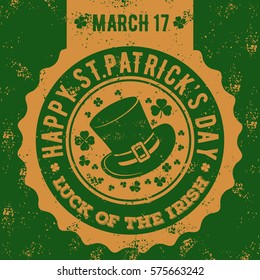 Happy St.Patrick's day. Grunge sign, label.