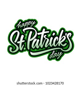 happy St.Patricks day hand drawn lettering vector illustration